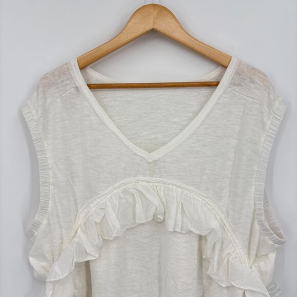 NWOT Free People Claire Tee White Ruffled Sleeveless Top, Sz Med, Boho Layered - Picture 9 of 13